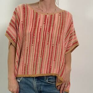Handwoven Tonlé Poncho style top